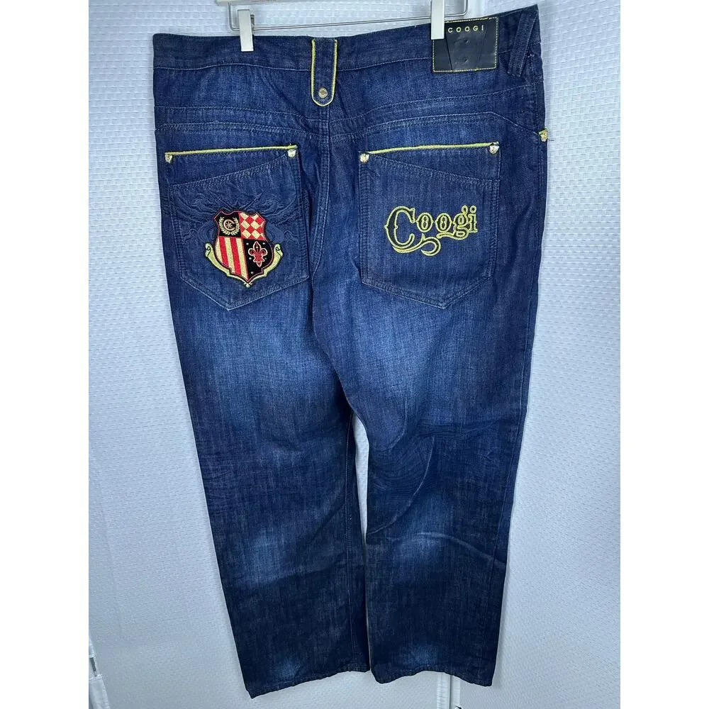 Coogi Authentic Denim Blu Jeans Mens Size 42 x 35 Embroidered Pocket